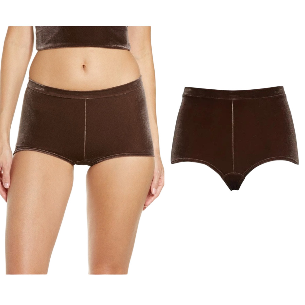 Commando Brown Velour Velvet High Rise Retro Briefs Size XS/S NWOT